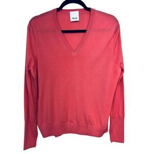 Allude 100% Virgin Wool V-Neck Long Sleeve Pullover Sweater oversized Size S